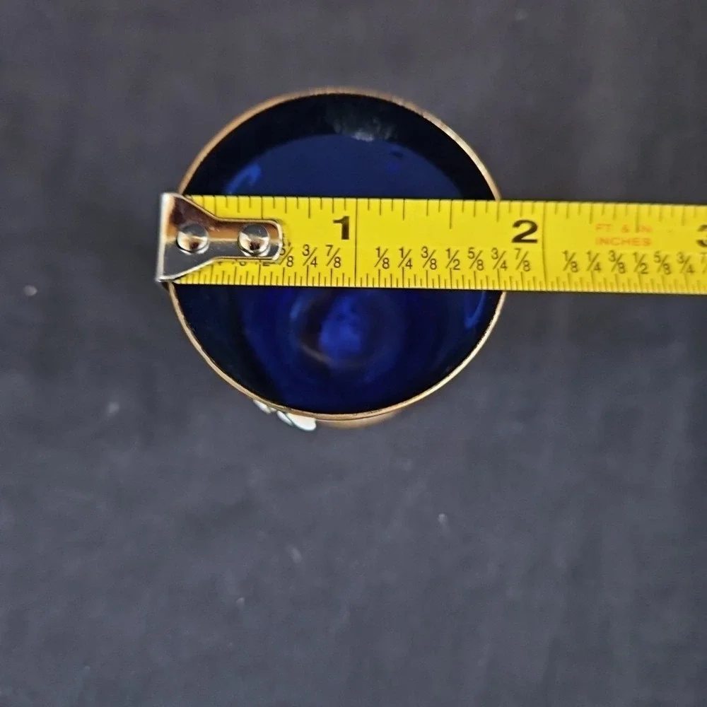 Vtg Blue‎ Cobalt Gold Glided Hand Painting Bohemia Czech Shot Glasses Set of 3